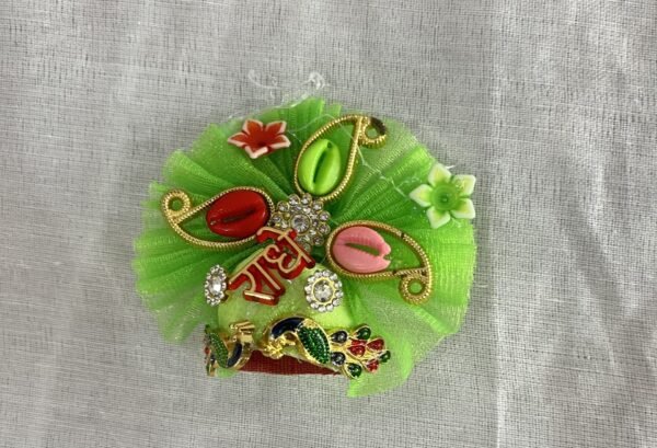 Laddu Gopal Peacock Style Orange & Green Pagdi/Mukut  Size 0-2  (Pack of 2) - Image 2